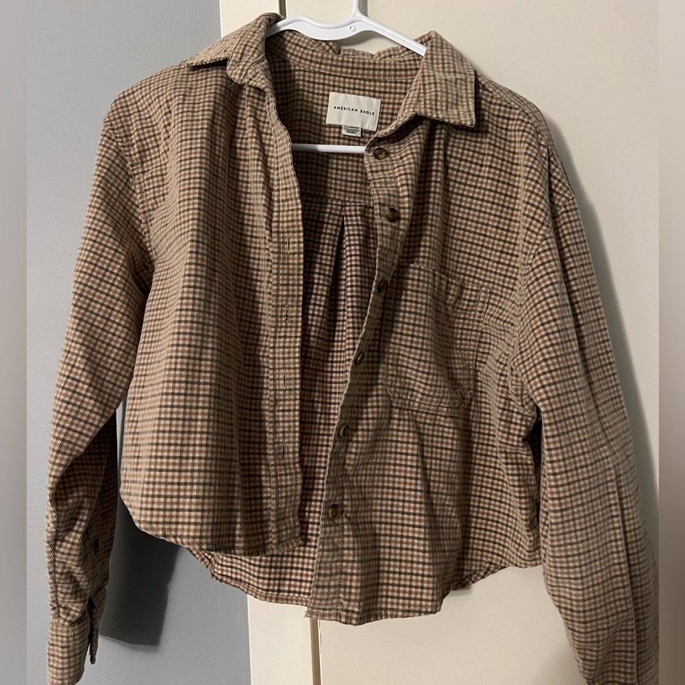American Eagle cropped flannel